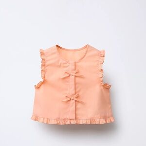 Two piece Peach Sleeveless bubble skirt set